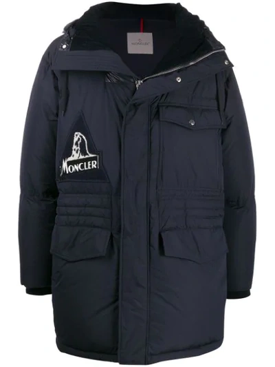 Moncler Dedion Down Jacket W/ Logo Patch In Blue