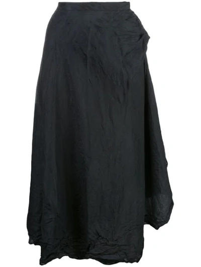 Marc Le Bihan Asymmetric Hem Silk Skirt In Black