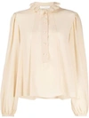 CHLOÉ EMBROIDERED RUFFLED BLOUSE