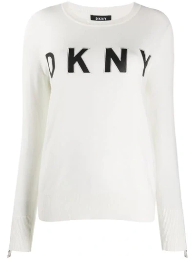Dkny Logo字母印花密织毛衣 In Ivory Black