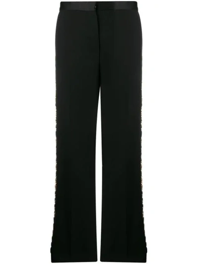 Versace Greca-chain Tailored Trousers In Black