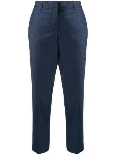 Theory Flannel Cropped Tailored Trousers In Blue