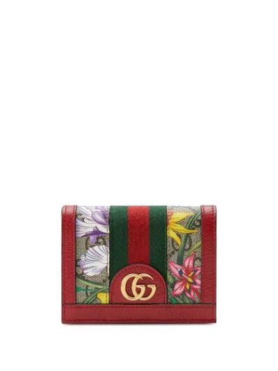 Gucci 花卉印花钱包 In Red