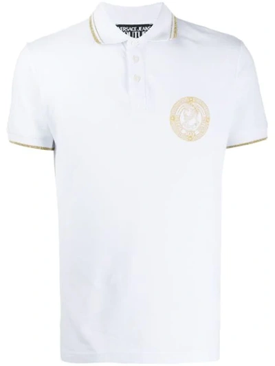 Versace Jeans Couture Logo-print Short-sleeved Polo Shirt In White