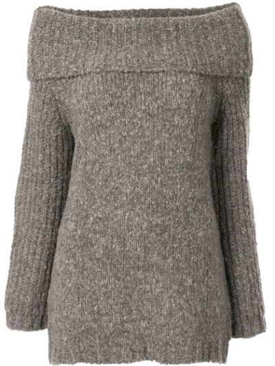 Snobby Sheep Off The Shoulder Jumper In Brown