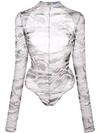 MUGLER MARBLE CUT-OUT BODY SUIT