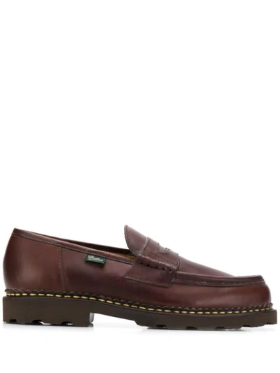 Paraboot Reims Marche Leather Penny Loafers In Brown