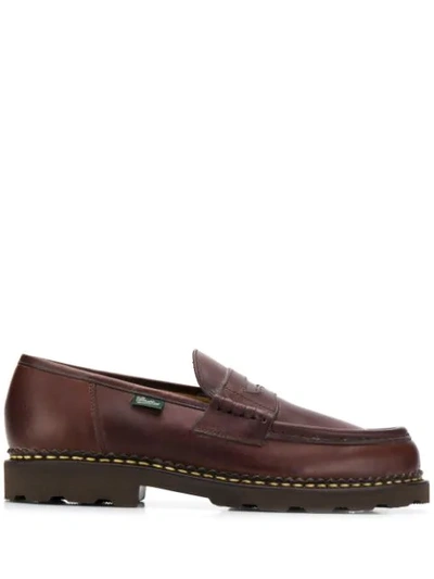 Paraboot Leather Reims Penny Loafers In Brown