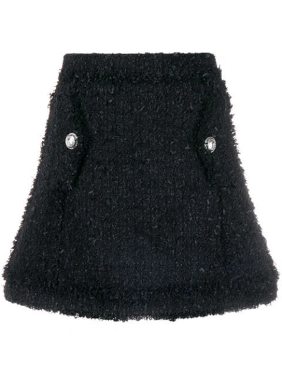 Balmain Textured Mini Skirt In Black