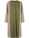MULLER OF YOSHIOKUBO CONTRAST QUILTED MIDI COAT