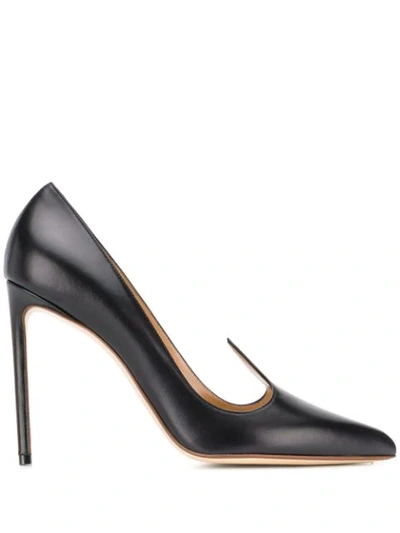 Francesco Russo Pointed-upper Leather Pumps In Black