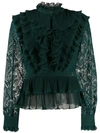 JUST CAVALLI RUFFLED TRIMMED BLOUSE