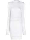 Balmain Pearl And Sequin Embellished Knitted Dress In White