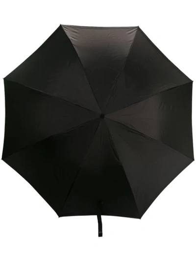 Alexander Mcqueen Black Skull Handle Logo Print Umbrella