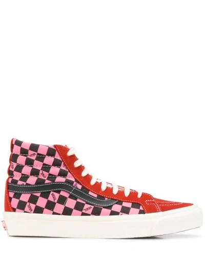Vans Multicoloured Sk8 Check High Top Trainers In Red