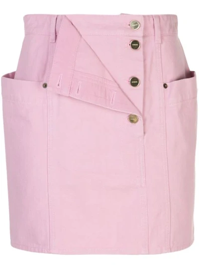 Jacquemus Nimes Draped-panel Denim Mini Skirt In Pink