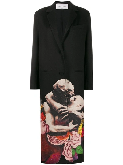 Valentino X Undercover Lovers Print Single-breasted Coat In Black