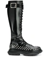 ALEXANDER MCQUEEN CRYSTAL EMBELLISHED LACE-UP BOOTS