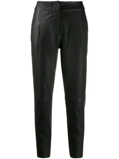 Arma Tapered Leather Trousers In Black