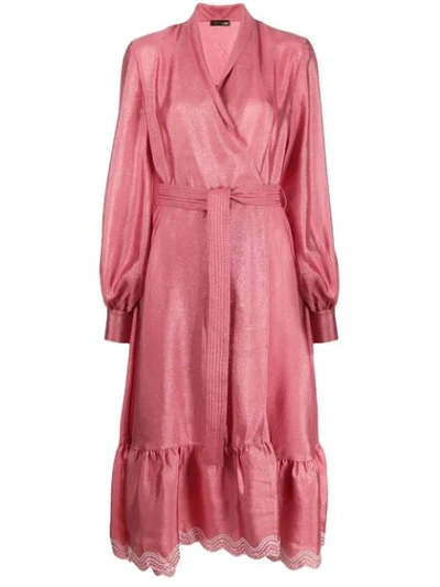 Stine Goya Embroidered Hem Wrap Dress In Rose