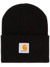 Carhartt Logo Patch Beanie In Black