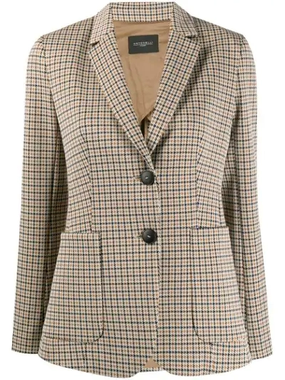 Antonelli Hounds-tooth Tailored Blazer In Brown