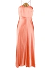Rixo London Embellished Silk Blend Jacquard Dress In Coral