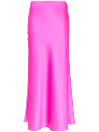 Bernadette Florence Silk Satin Bias-cut Ankle-length Skirt, Pink