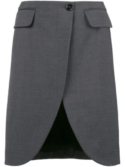Mm6 Maison Margiela Scalloped Hem Flared Skirt In Grey