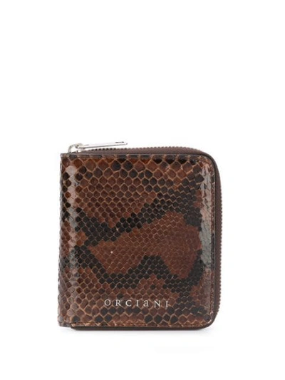 Orciani Python Effect Leather Wallet In Brown