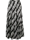 Andrew Gn Printed Silk-blend Satin Skirt In Black