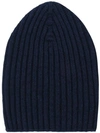 Barrie Ribbed-knit Cashmere Beanie In Blue
