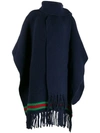 GUCCI CHUNKY KNIT STRIPE DETAIL PONCHO