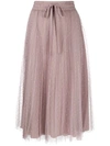 RED VALENTINO RED(V) POINT D'ESPRIT PLEATED SKIRT