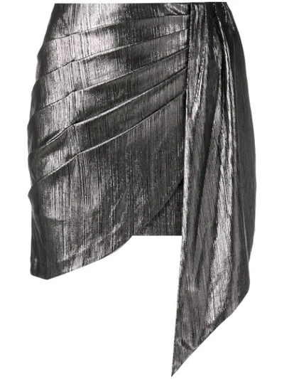 Retroféte Draped Fitted Skirt In Silver