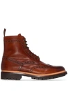 GRENSON FRED HAND-PRINTED LEATHER ANKLE BOOTS