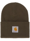 Carhartt Logo-patch Knitted Beanie In Green