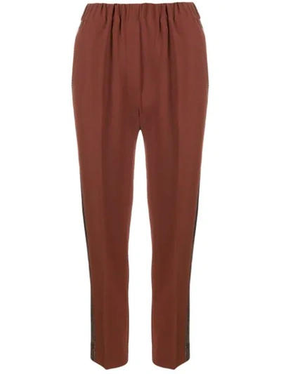 Antonelli Metallic Side-band Trousers In Brown