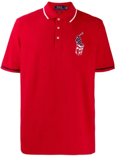 Polo Ralph Lauren Usa Patch Polo Shirt In Red