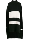 JOSEPH RIBBED ROLL NECK STRIPED PONCHO