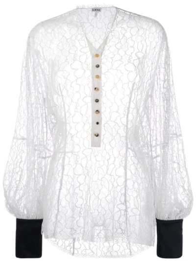 Loewe 半透明蕾丝罩衫 In White