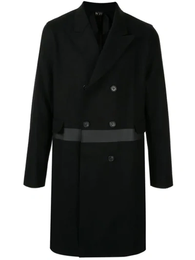 N°21 Contrast Stripe Coat In Black