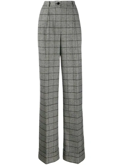 Dolce & Gabbana Pleated Prince Of Wales Checked Tweed Wide-leg Trousers In Black