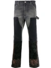 Facetasm Patchwork Straight-leg Jeans In Black