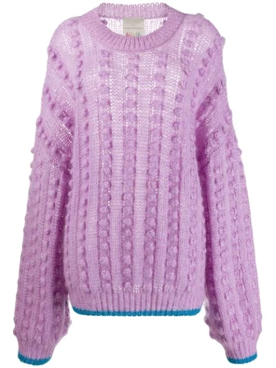Marco De Vincenzo Pompom Knitted Jumper In Lilac