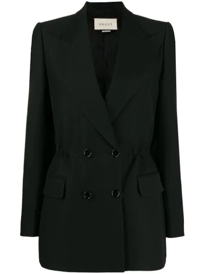 Gucci Elasticated Waist Detail Blazer In Black