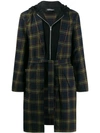 UNDERCOVER CHECKED HOODED COAT