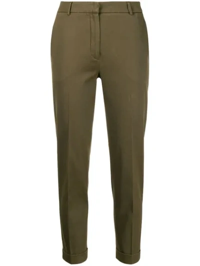 Antonelli High Rise Cropped Trousers In Green