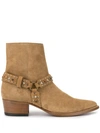 AMIRI STUDDED HARNESS ANKLE BOOTS