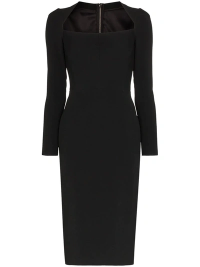 Dolce & Gabbana Scoop Neck Fitted Midi Dress In Black